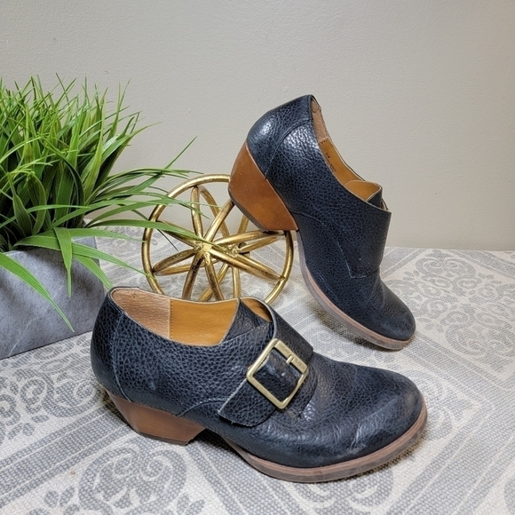 Kork-Ease | 6.5 Black Pebbled Leather Ankle Boots Monks Strap - Picture 15 of 16